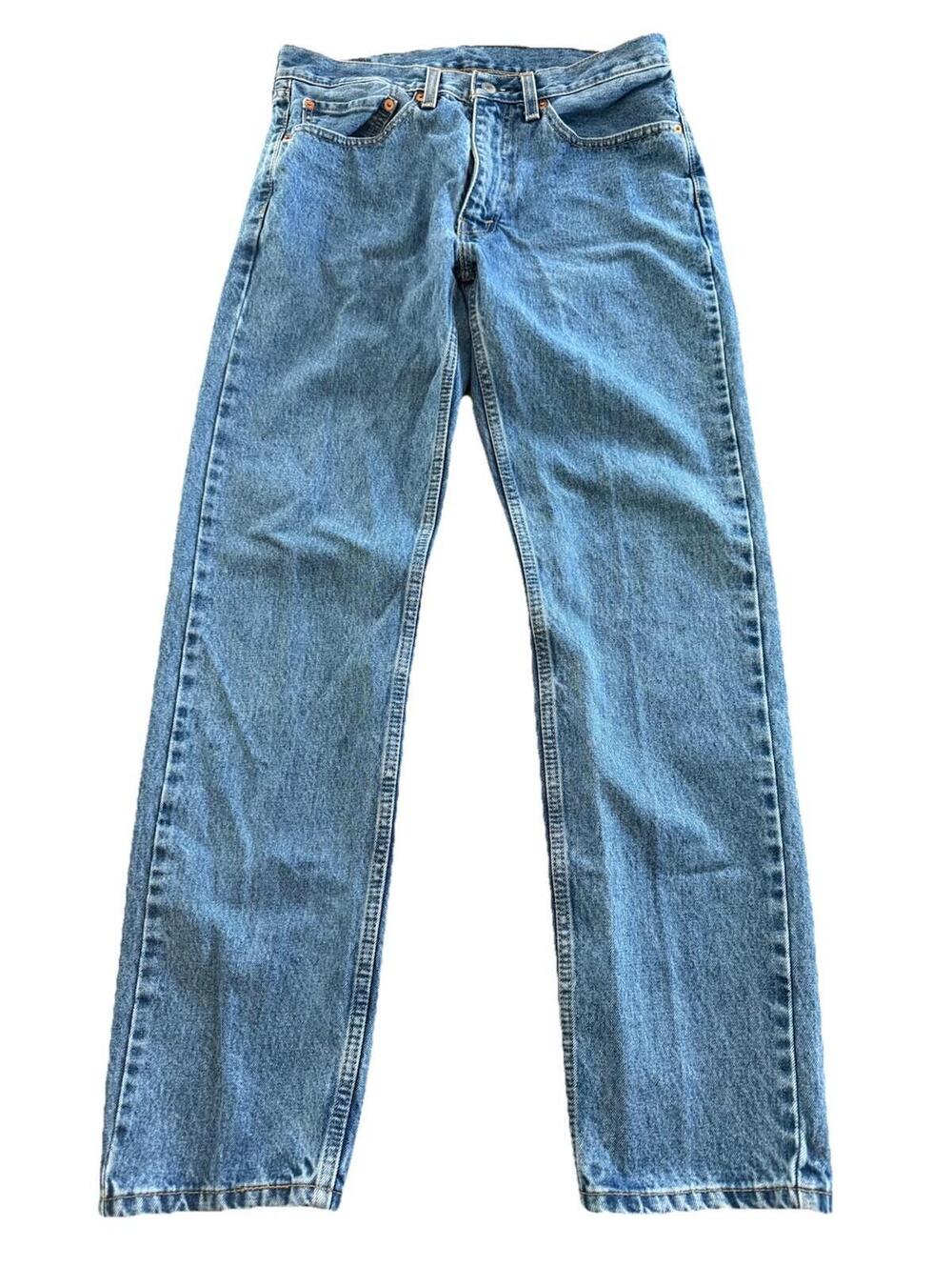 Levis 505 Jeans Mens 34x34 Blue Denim Straight Leg Medium Wash Classic USA Style